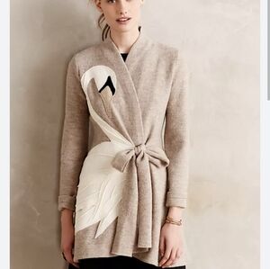 RARE Anthropologie Swan Sweater Cardigan